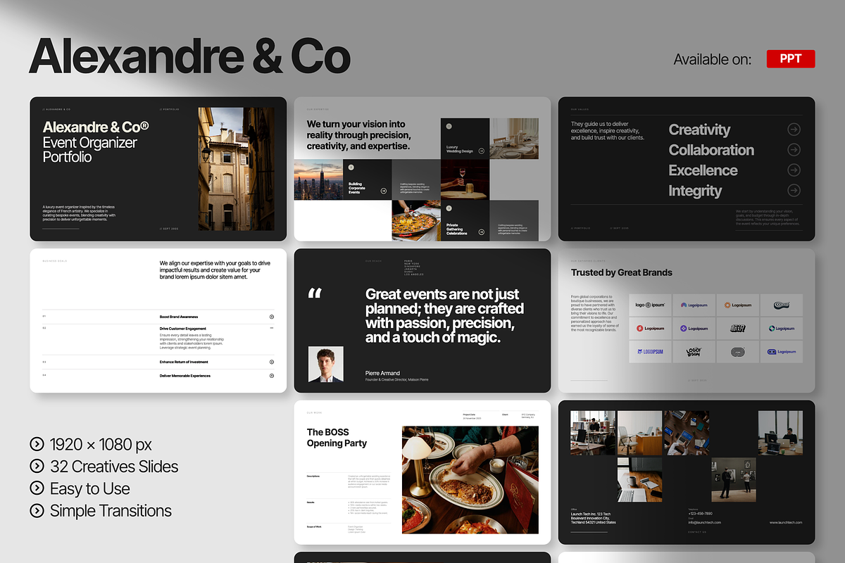 Alexandre Minimalist Portfolio PPT, a Presentation Template by Unich Design Bureau (Photo 1 of 9)
