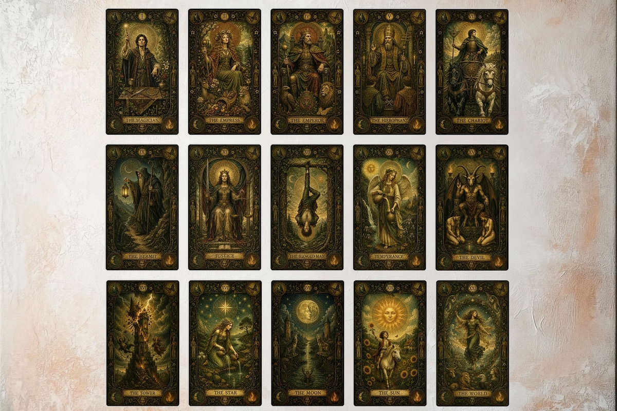 The Verdant Grimoire Tarot Cards, a Decorative Illustration by ThatsDesignArt (Photo 4 of 11)