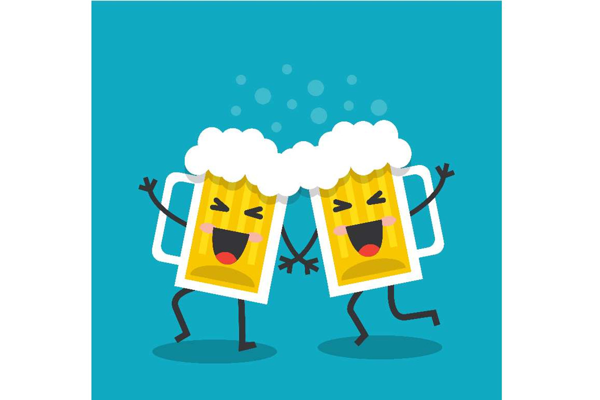 Cheerful and happy mugs with beer, a Graphic by Happy Art