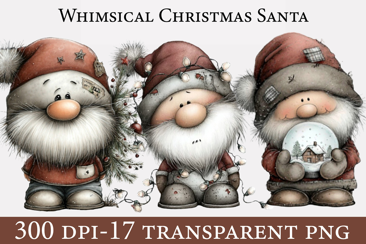 Whimsical Christmas Santa clipart, an Illustration by Designworld (Photo 1 of 5)