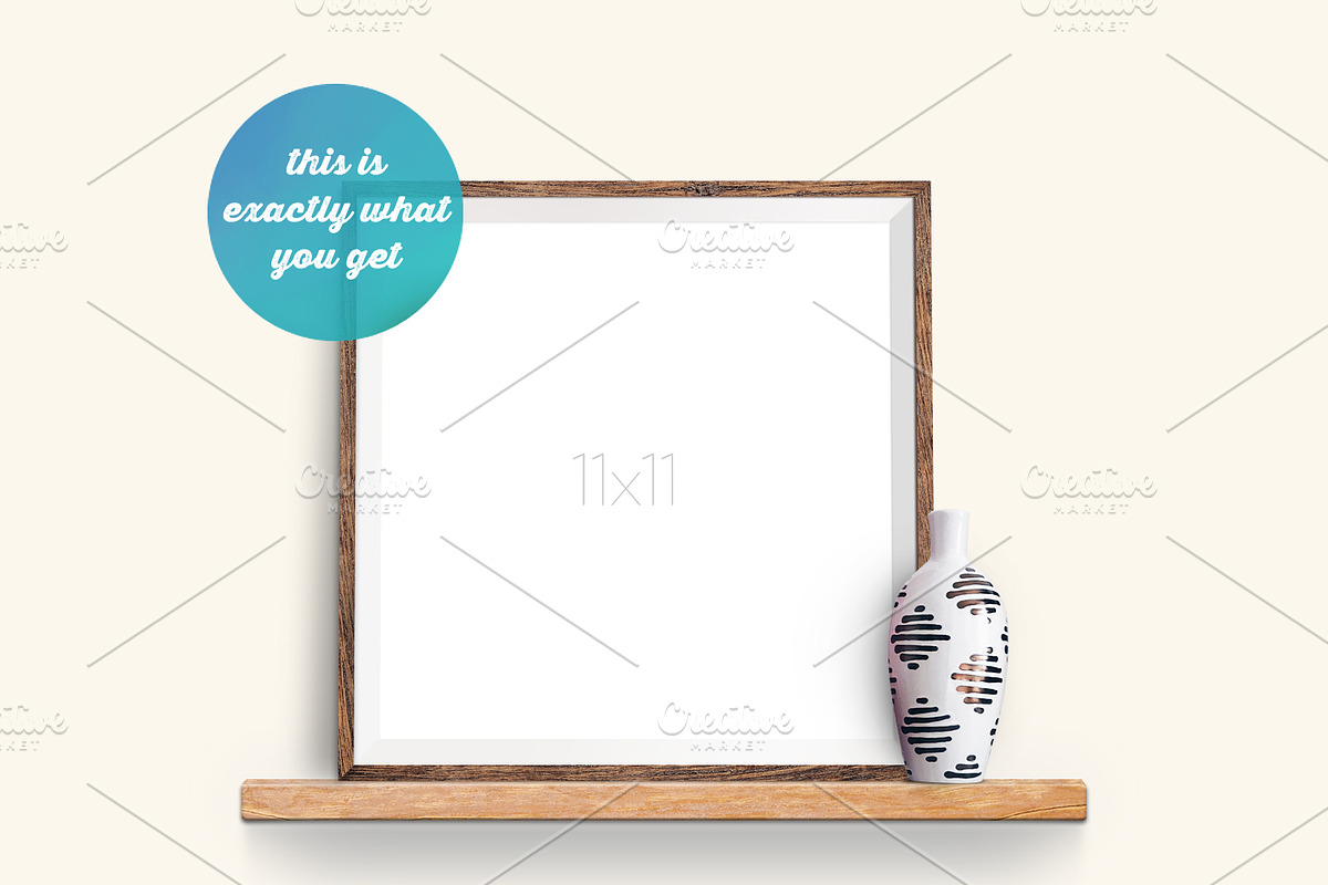 Wooden Frame Mockup on the Shelf, a Print Template by Frisk Shop Mockups (Photo 2 of 3)