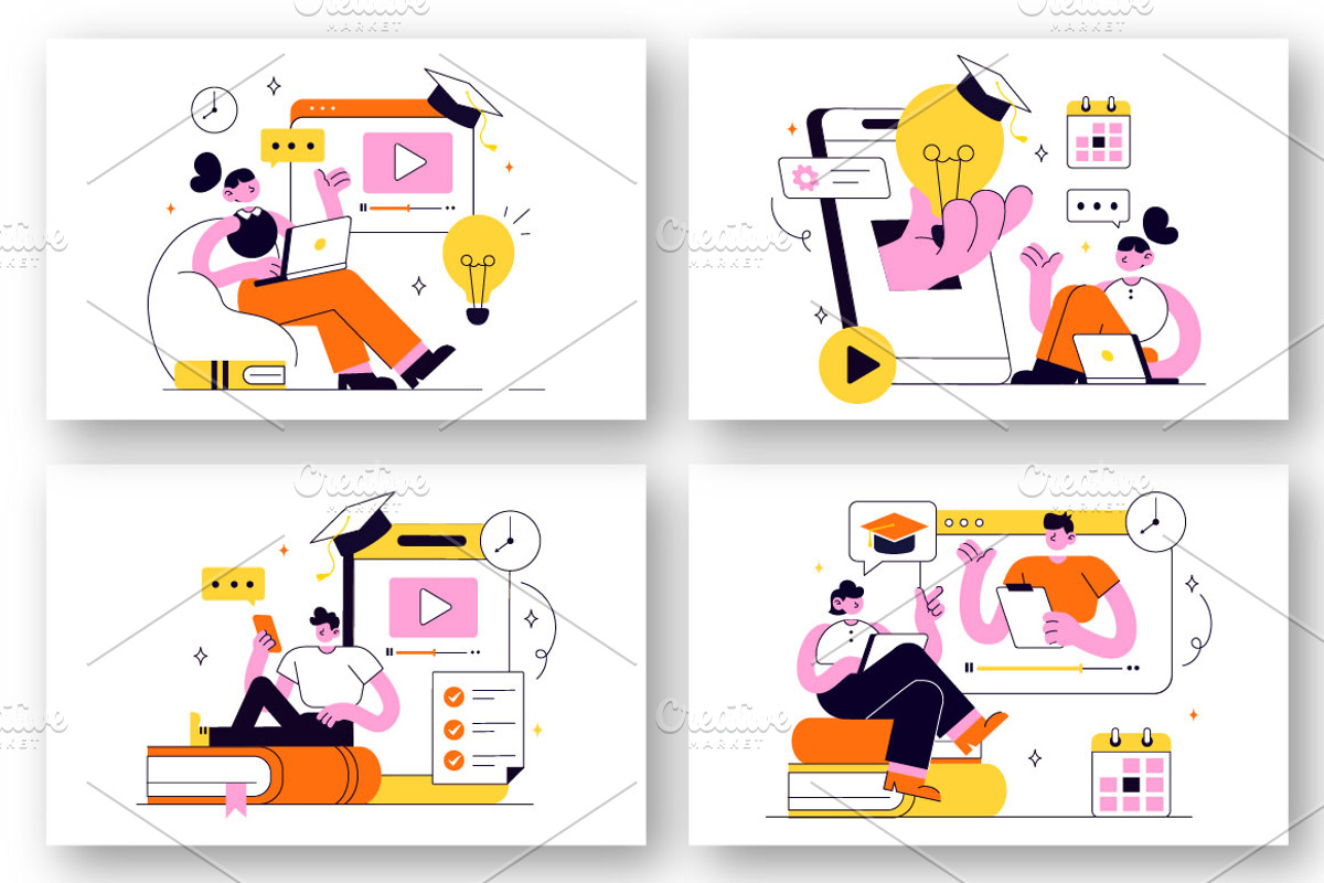 10 Online Course Vector Illustration, an Education Illustration by denayunebgt (Photo 2 of 4)