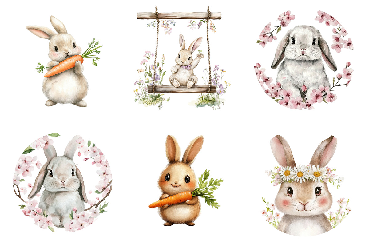 Spring Bunny Clipart PNG, an Illustration by SinaCreation (Photo 5 of 5)