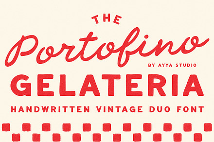 Portofino Gelateria Vintage Font Duo, a Script Font by Ayya Studio