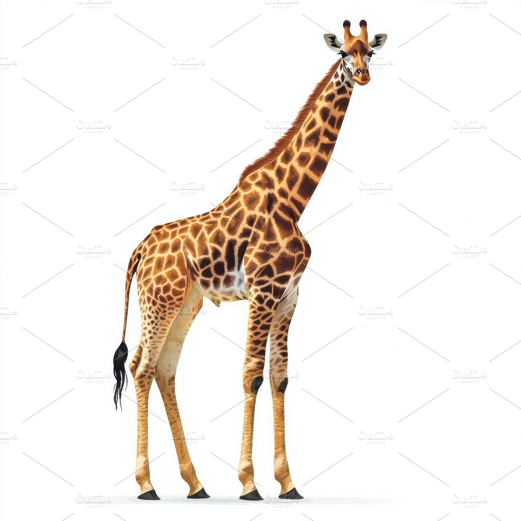 A Giraffe Stands Tall Against White, an Animal Photo by Pixeness Studio