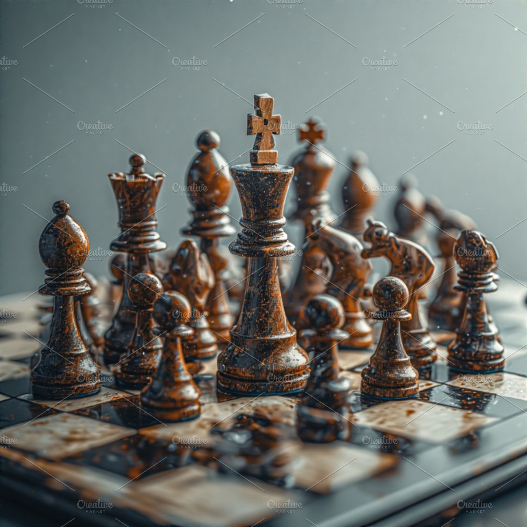 chess battle on chessboard, a Photo by ComfortQ