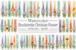 Brushstroke Christian Flower Clipart, an Illustration by Libby Wishes