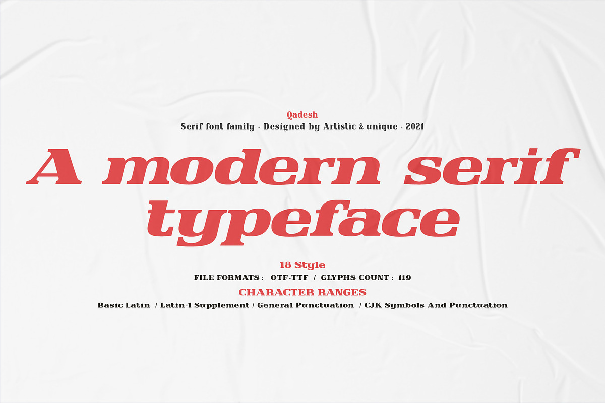 Qadesh - Serif font family, a Serif Font by Artistic & Unique (Photo 3 of 15)