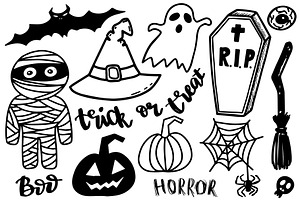 Halloween Doodle Clipart PNG Vector