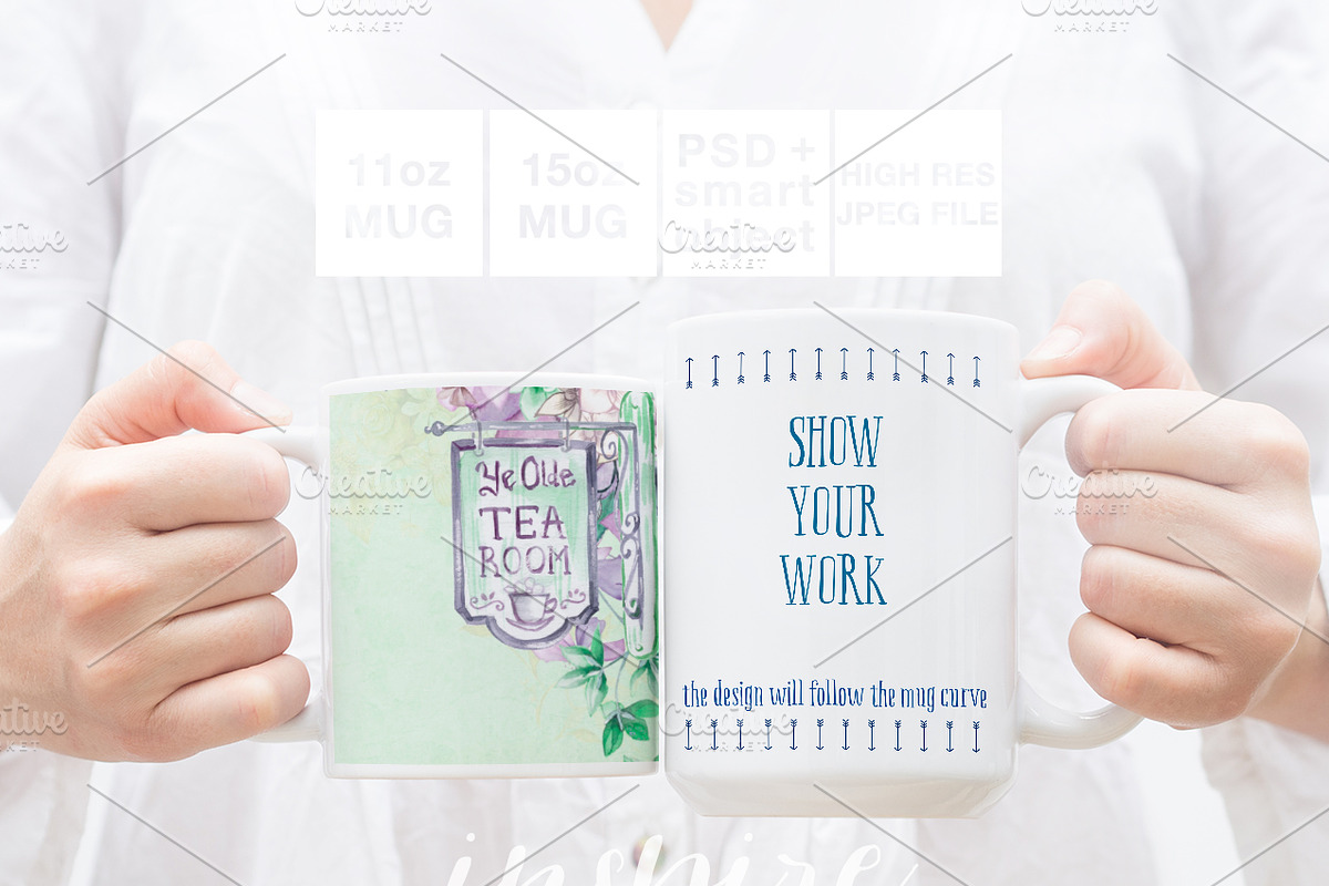 11oz and 15oz Comparision Mug Mockup, a Cups & Container Mockup by Inspire Mockups (Photo 2 of 3)