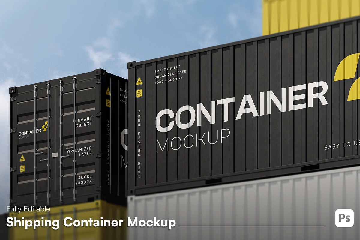 Shipping Container Mockup - Front Vi, a Packaging Mockup by graphicsauce