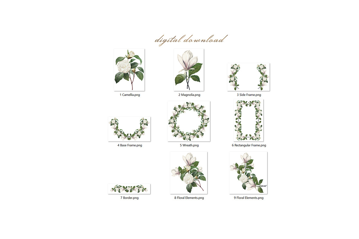 White Floral Clipart, Wreath, Frames, an Illustration by Secret Helper (Photo 9 of 9)
