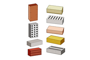 Bricks collection showing different, an Object Illustration by pikepicture