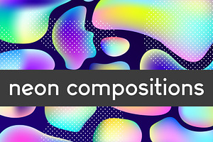 3 neon compositions + cards