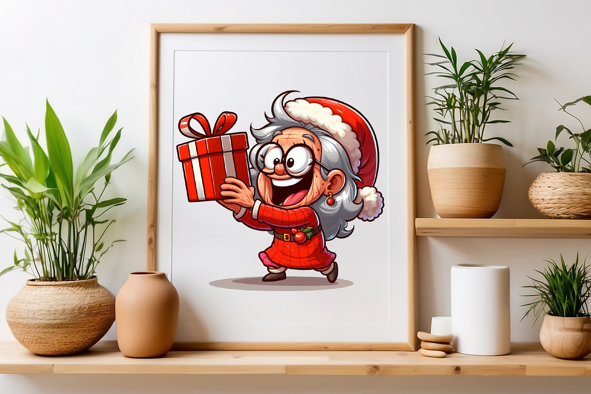 Christmas Crazy Old Women PNG, a Seasonal Illustration by Craft Nest (Photo 4 of 4)