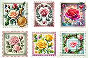 Valentine Rose Postage Stamp Clipart, an Illustration by CreationArt (Thumbnail 2 of 5)