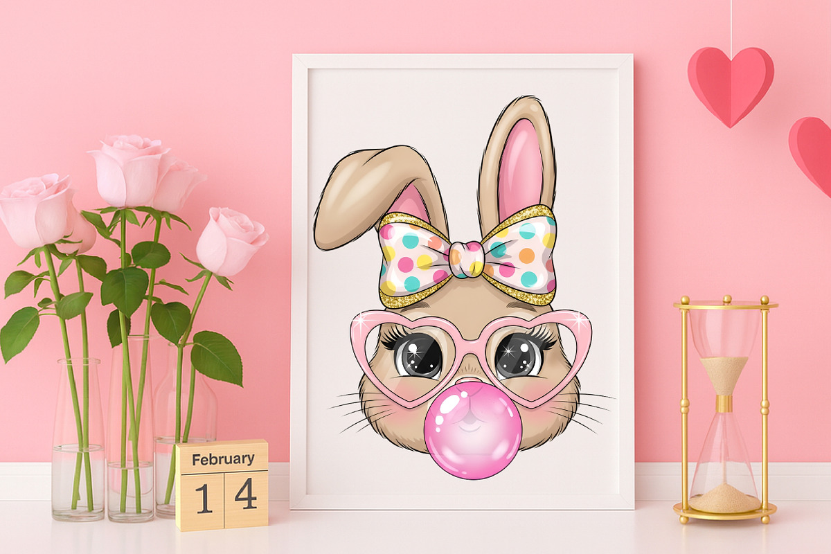 Glitter Easter Bunny Coquette PNG, an Illustration by Canvas Craft (Photo 5 of 6)
