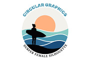 Surfer girl holding surfboard vector, an Object Illustration by nandinigraphics (Thumbnail 2 of 3)