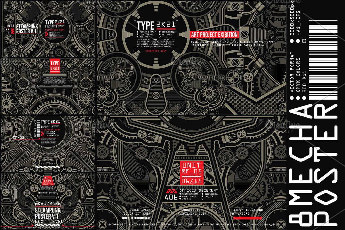 8 Mecha poster, a Pattern Graphic by the-sastra (Photo 1 of 3)