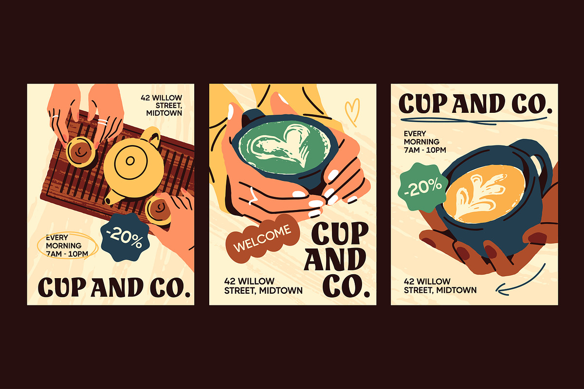Hands with drinks set + posters, a Food Illustration by PaperTrident (Photo 10 of 10)