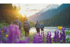 Group of people backpacking through, a Nature Photo by Lermont51