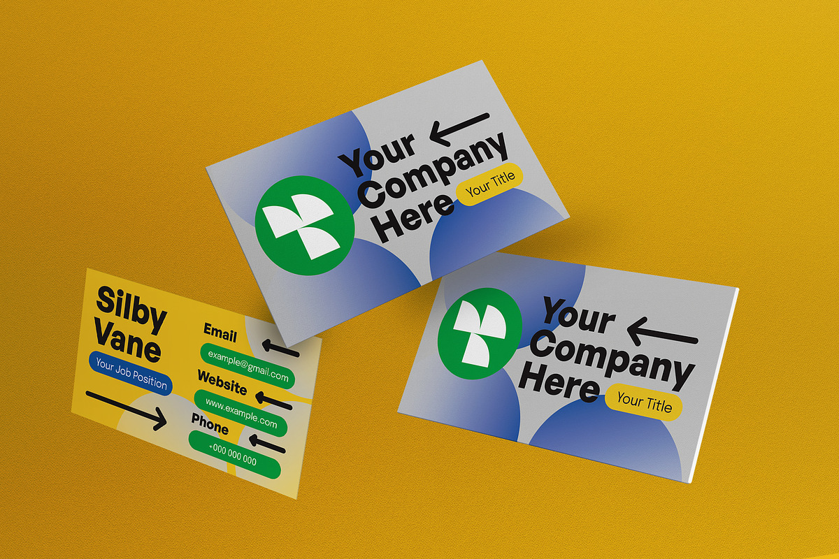 Blue Yellow Antidesign Business Card, a Business Card Template by graphicook (Photo 2 of 6)