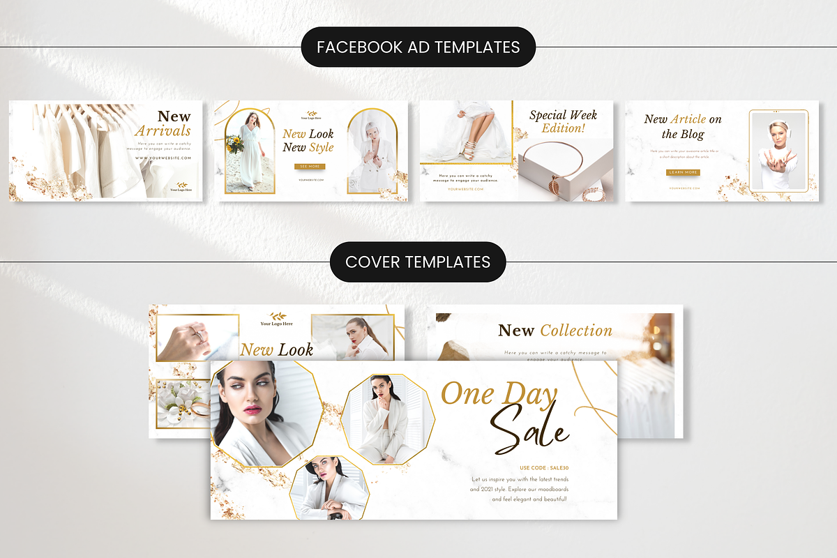White & Gold Social Media Bundle Kit, a Social Media Template by DigiPax (Photo 7 of 10)