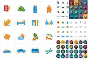 16 flat travel company icons