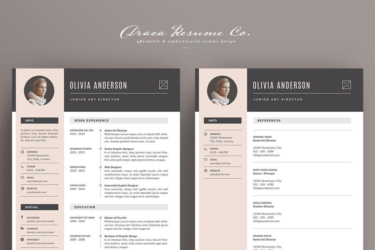 Professional Resume Template RE004, a Resume Template by Draca Design Co (Photo 2 of 4)