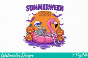 Summerween Vibes PNG, an Illustration by Watercolor design (Thumbnail 1 of 3)