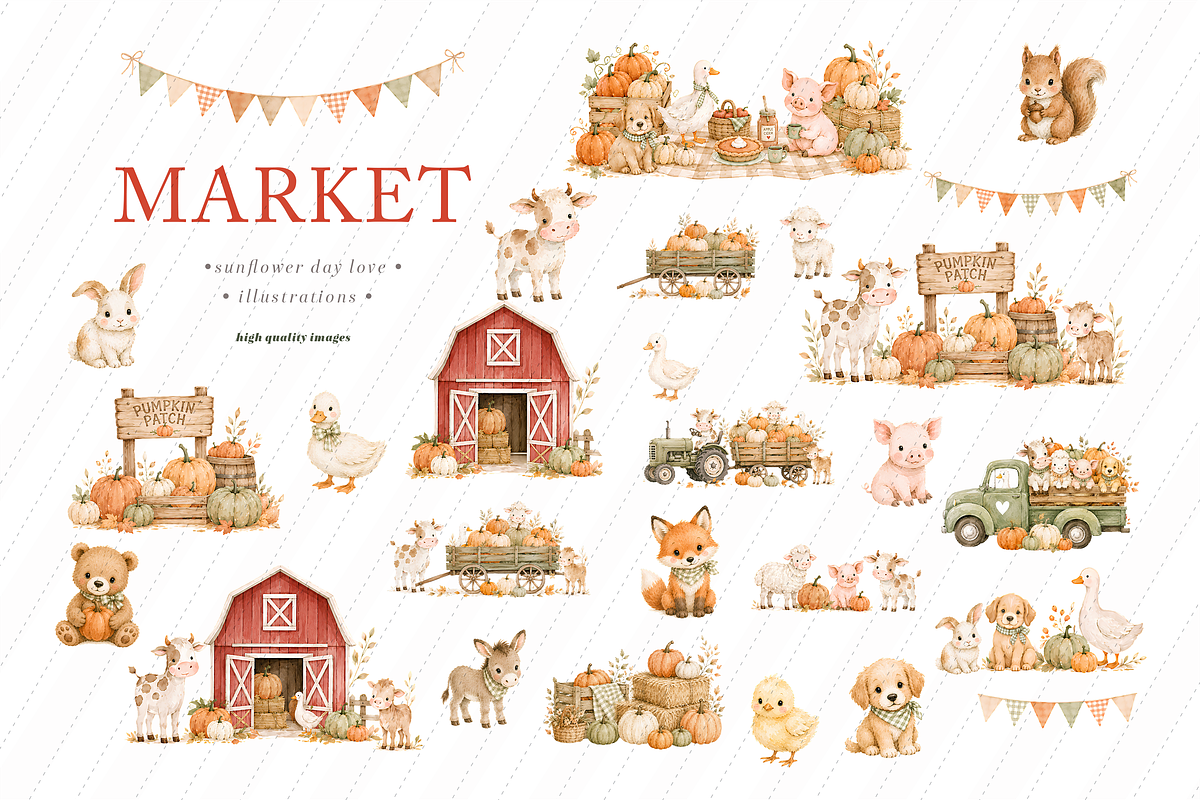 Fall Farm Barnyard Animals Clipart, an Animal Illustration by Sunflower Day Love (Photo 4 of 6)