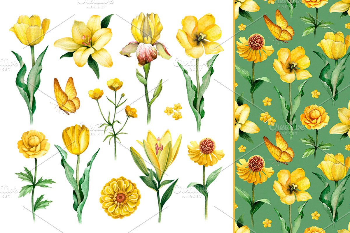 Yellow summer nature kit, a Texture Illustration by Sundra (Photo 2 of 6)