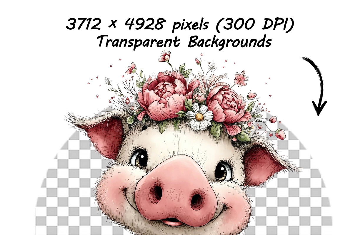 Whimsical Spring Flowers Farm Animal, a Graphic by one-touch (Photo 7 of 16)