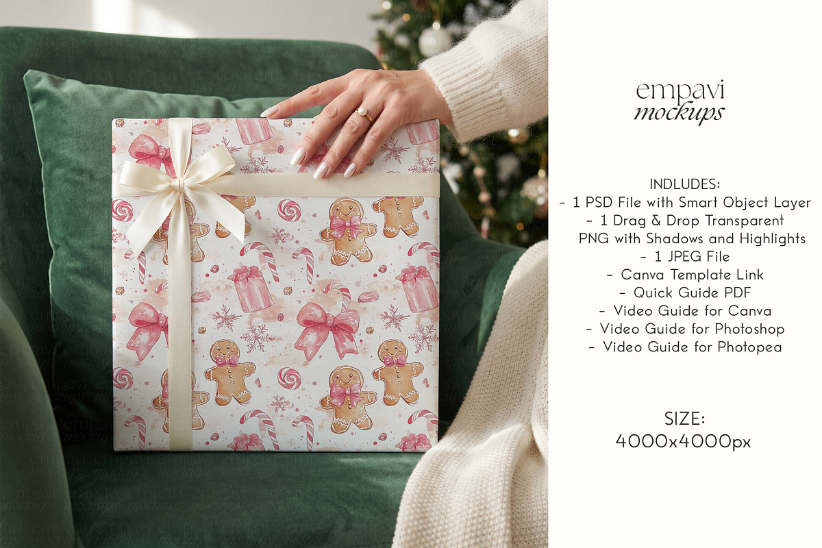 Christmas Wrapping Paper Mockup, a Packaging Mockup by EmpaviMockups (Photo 5 of 6)