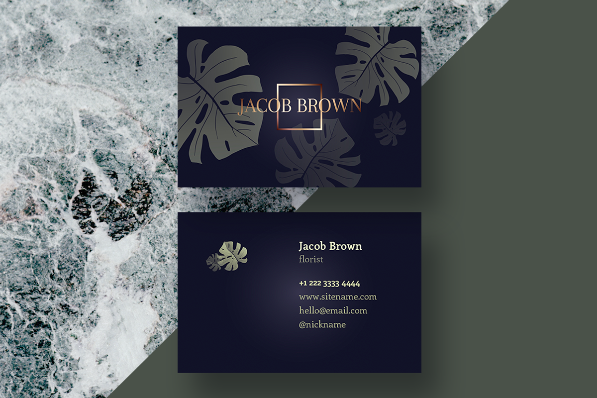Men's business card with Monstera, a Business Card Template by ARg Design (Photo 2 of 7)
