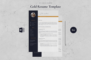 Resume Template 4 Page - Gold