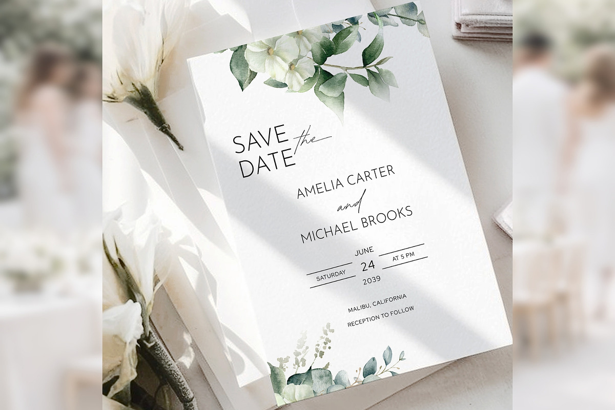 Eucalyptus Save the Date bd014, an Invitation Template by TyphoonStudio (Photo 4 of 9)
