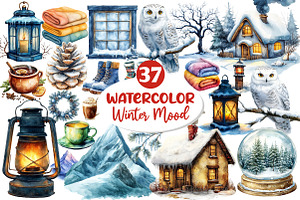 Winter Mood Watercolor Clipart, an Illustration by Dream Creation