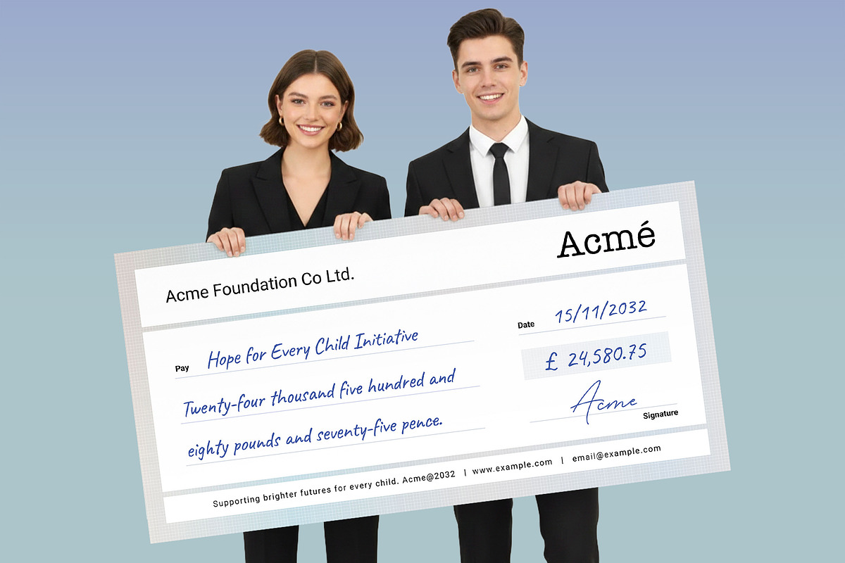 Giant Cheque / Check Template, a Stationery Template by BrandPacks (Photo 5 of 6)