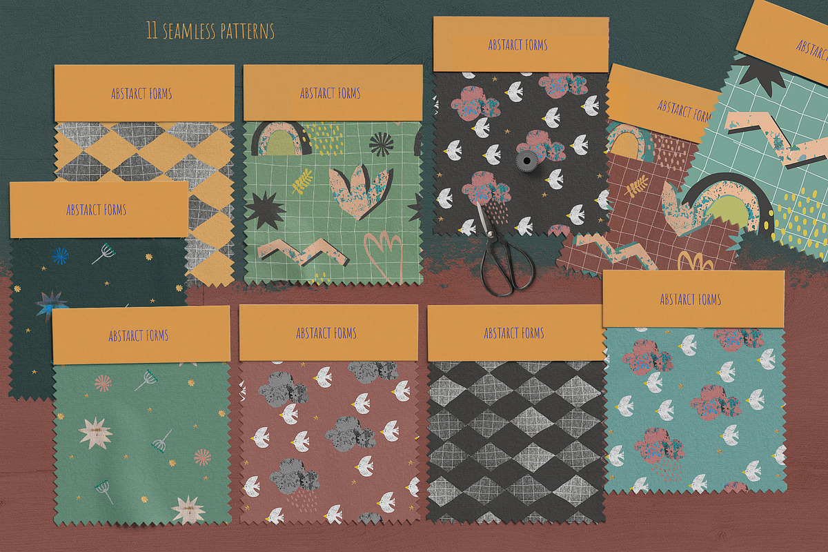 Abstract Seamless Patterns & Shapes, an Illustration by watercolor kamill (Photo 2 of 12)