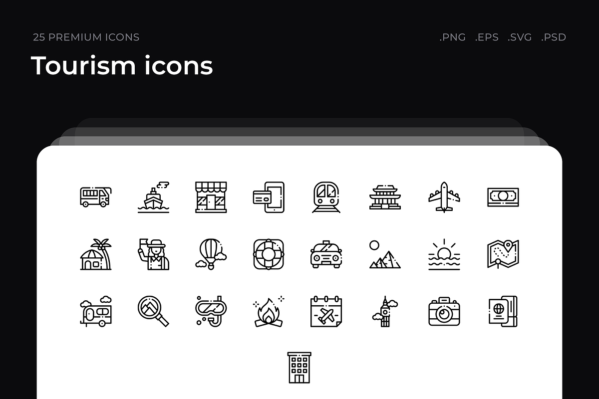 Tourism icons, an Outline Icon by Wencory (Photo 1 of 2)