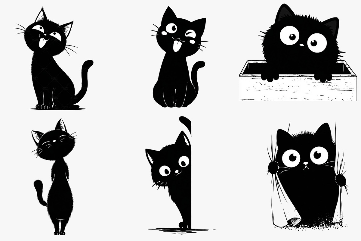 Funny Quirky Cat Clipart, an Illustration by CreationArt (Photo 5 of 5)