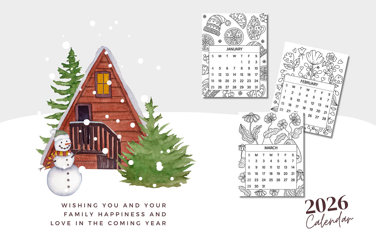 2026 CALENDAR | COLORING BOOK, a Seasonal Illustration by ChristinaDesigns (Photo 5 of 5)