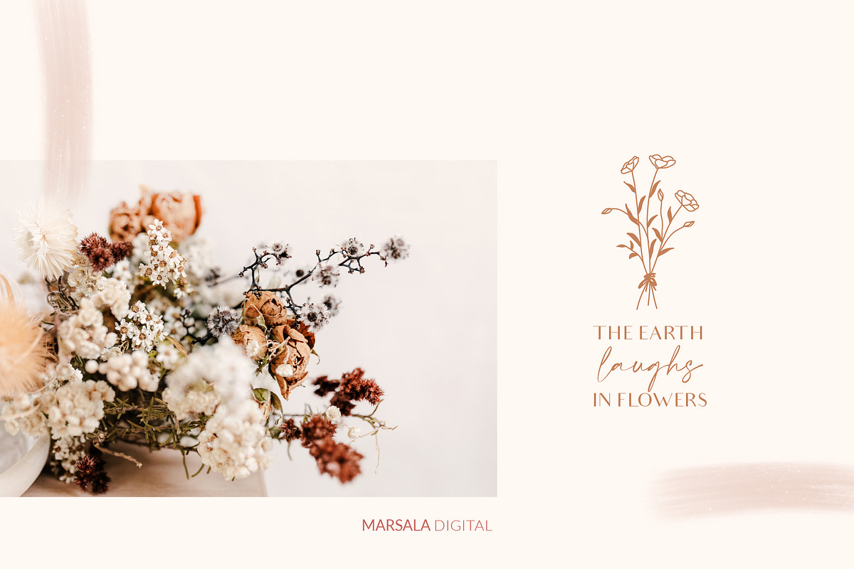 Floral Line Drawings Logo Elements, an Illustration by Kaya Fonts (Photo 2 of 10)