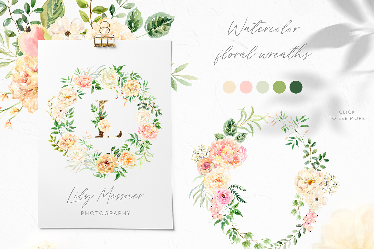 Julia Watercolor Floral Collection, an Illustration by OJardin (Photo 4 of 7)