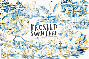 Frosted Swan Lake Clipart