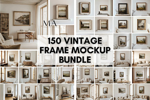 150 Vintage Frame Mockup Bundle