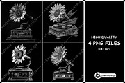 Vintage Gramophone Sunflower Retro, a Background Graphic by LaseredNinja (Thumbnail 1 of 7)