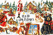 Plaid Cottage Christmas Clipart, a Seasonal Illustration by Markicha Art (Thumbnail 1 of 5)