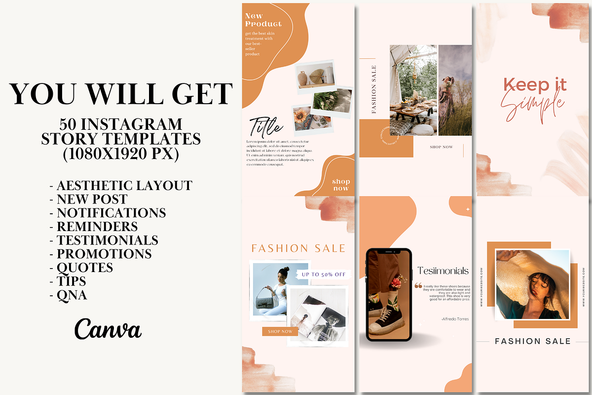 50 Boho Instagram Story Template, a Social Media Template by Daily Creative (Photo 4 of 7)